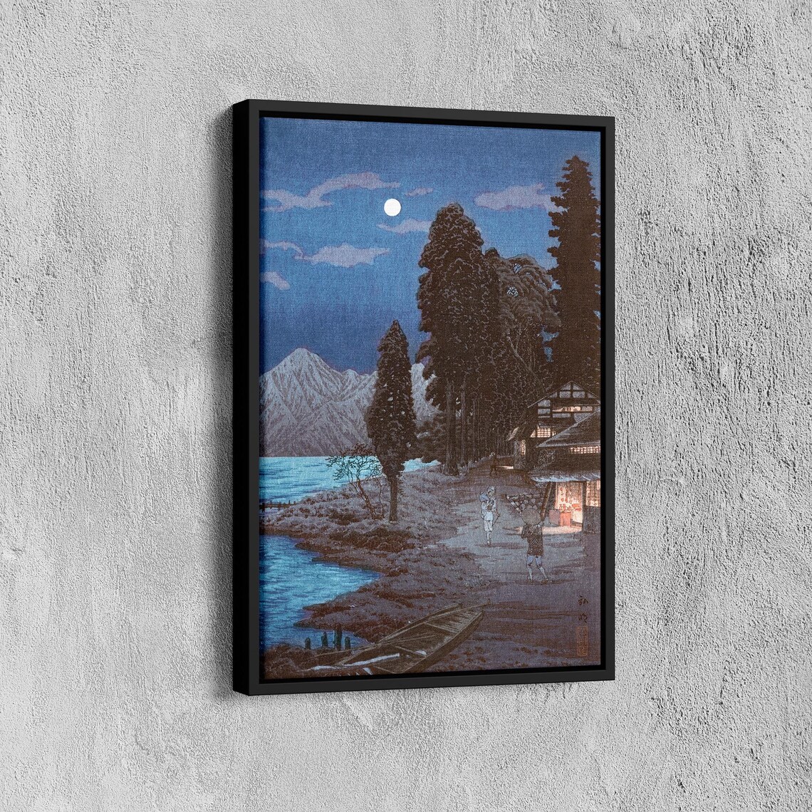 Hiroki Takashi Lake Chuzenji Moonlit Night Japanese Woodblock Poster - Image 7