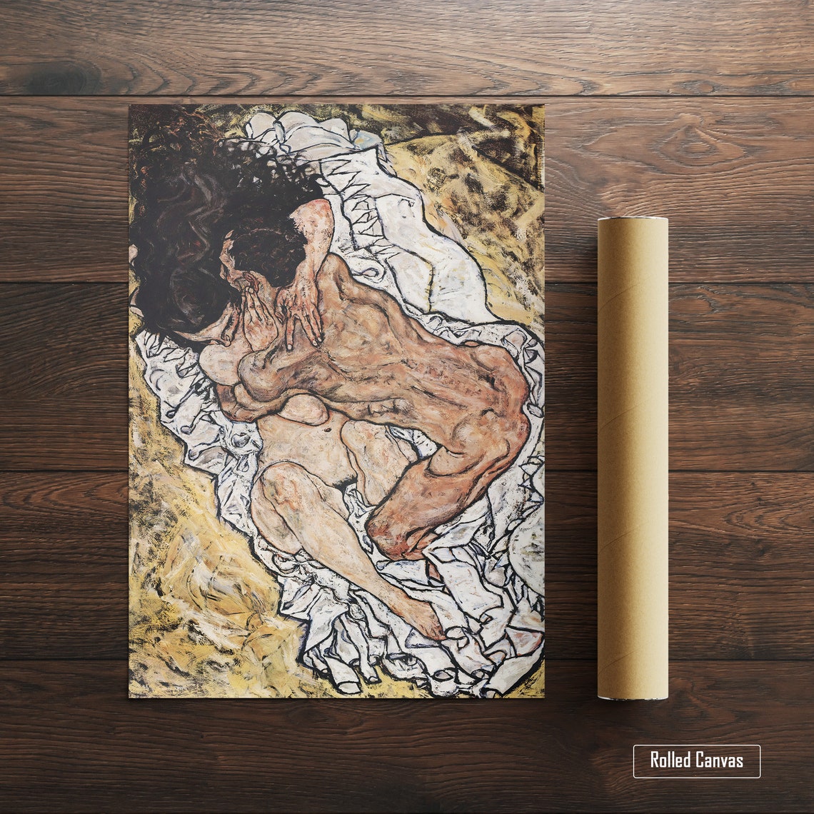 Egon Schiele Poster Lovers Mand And Woman Print Egon Schiele Exhibition Poster The Embrace Poster Art Reproduction - Image 2