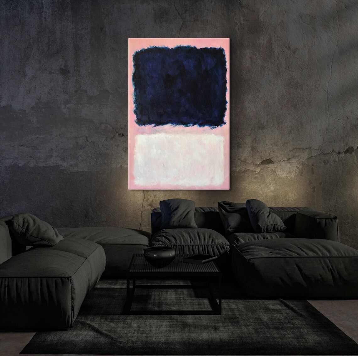 Mark Rothko Pink White Dark Blue Contrast Color Field Abstract Poster - Image 5