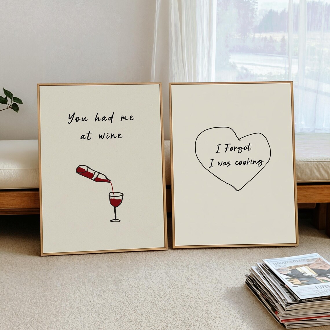 You Had Me At Wine and I Forgot I Was Cooking Kitchen Print Set
