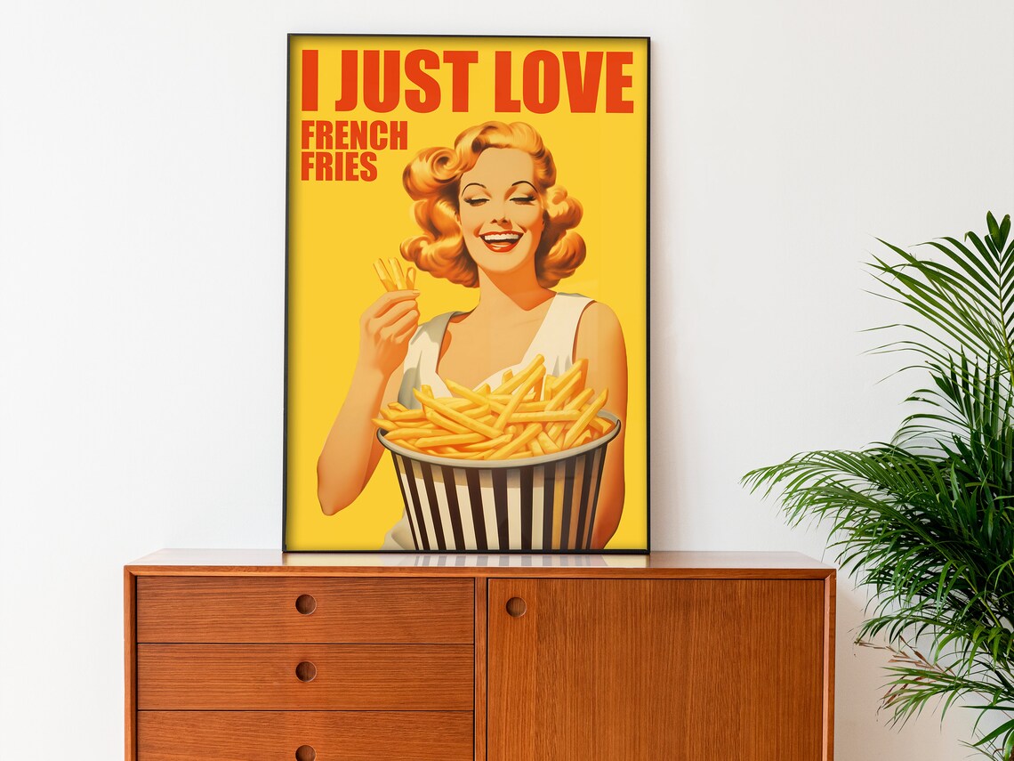 I Love French Fries Retro Kitchen Art Print - Image 4