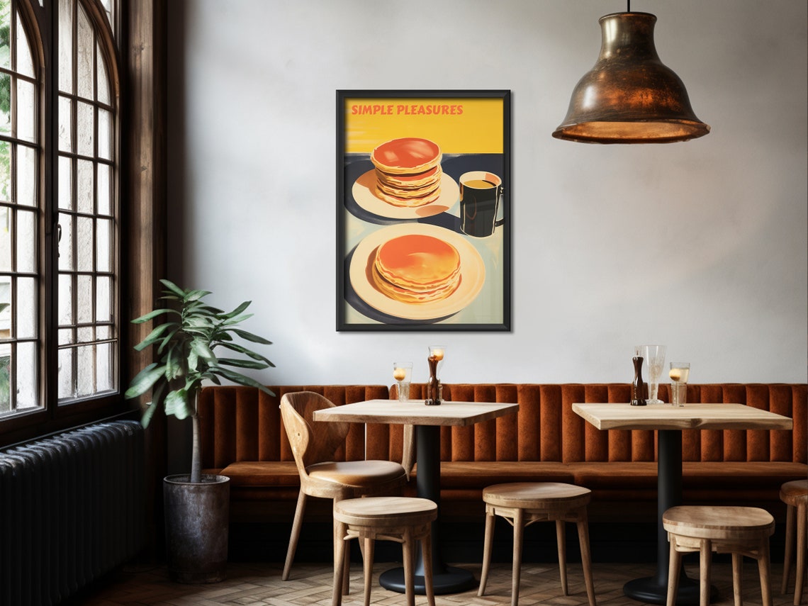 Simple Pleasures Stack Of Pancakes And Coffee Retro Diner Poster - Image 4