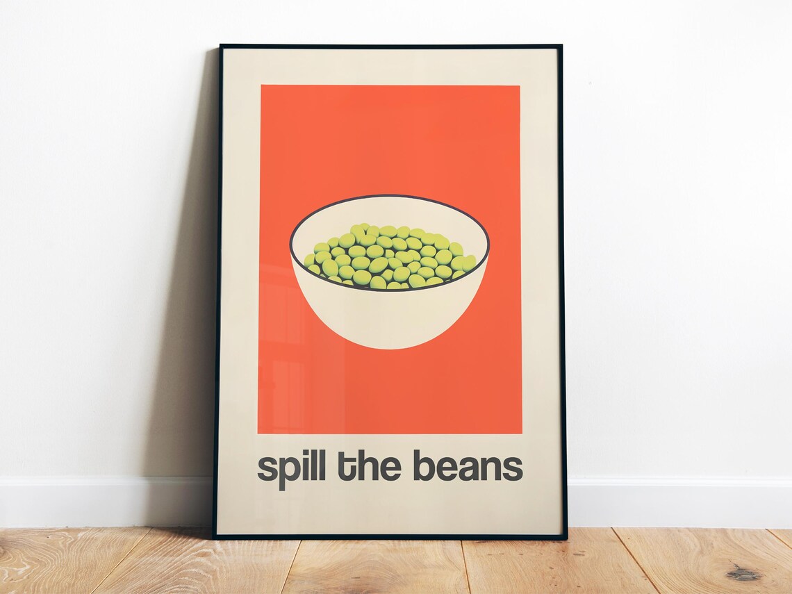Spill The Beans Bowl Of Green Beans Mid Century Kitchen Poster