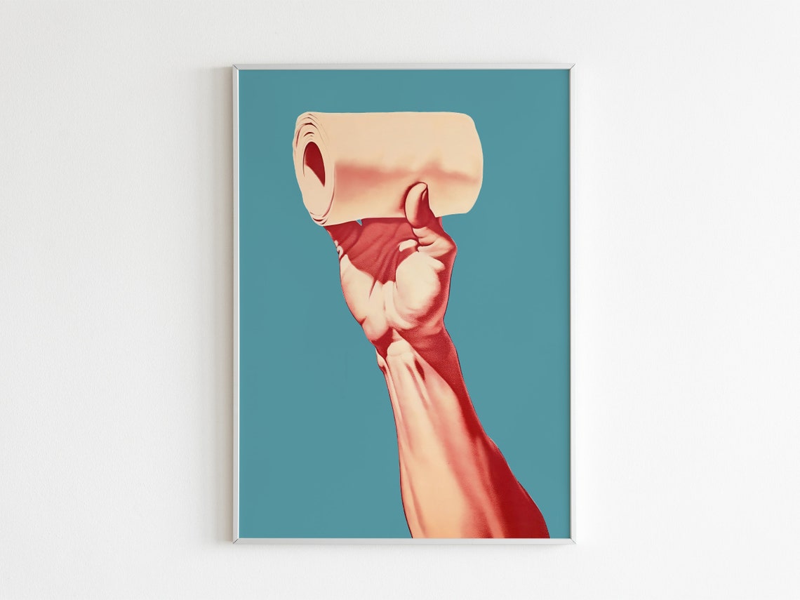 Toilet Paper Roll Hand Pop Art Minimalist Bathroom Art Poster - Image 3