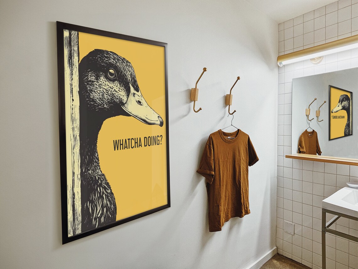 Retro Funny Duck Bathroom Art Print, Vintage Bird - Image 4
