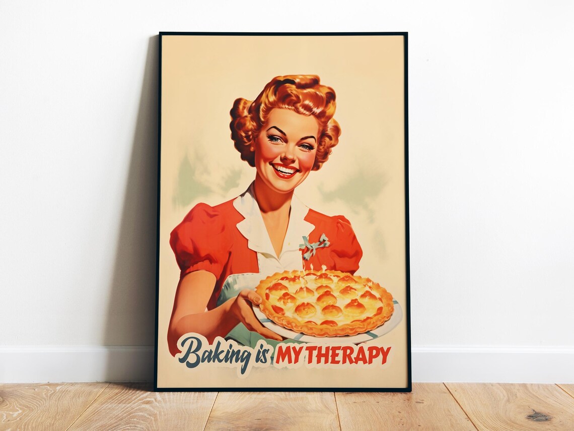 Atomic Age Funny Kitchen Wall Art, Retro Print