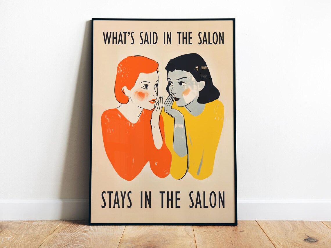 Retro Hair Salon Art Print, Neutral Salon Decor