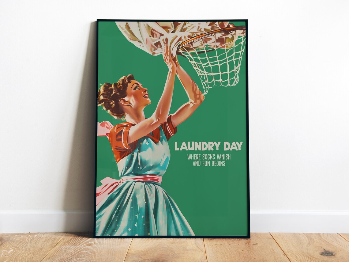 Retro Laundry Day Funny Utility Room Art Print