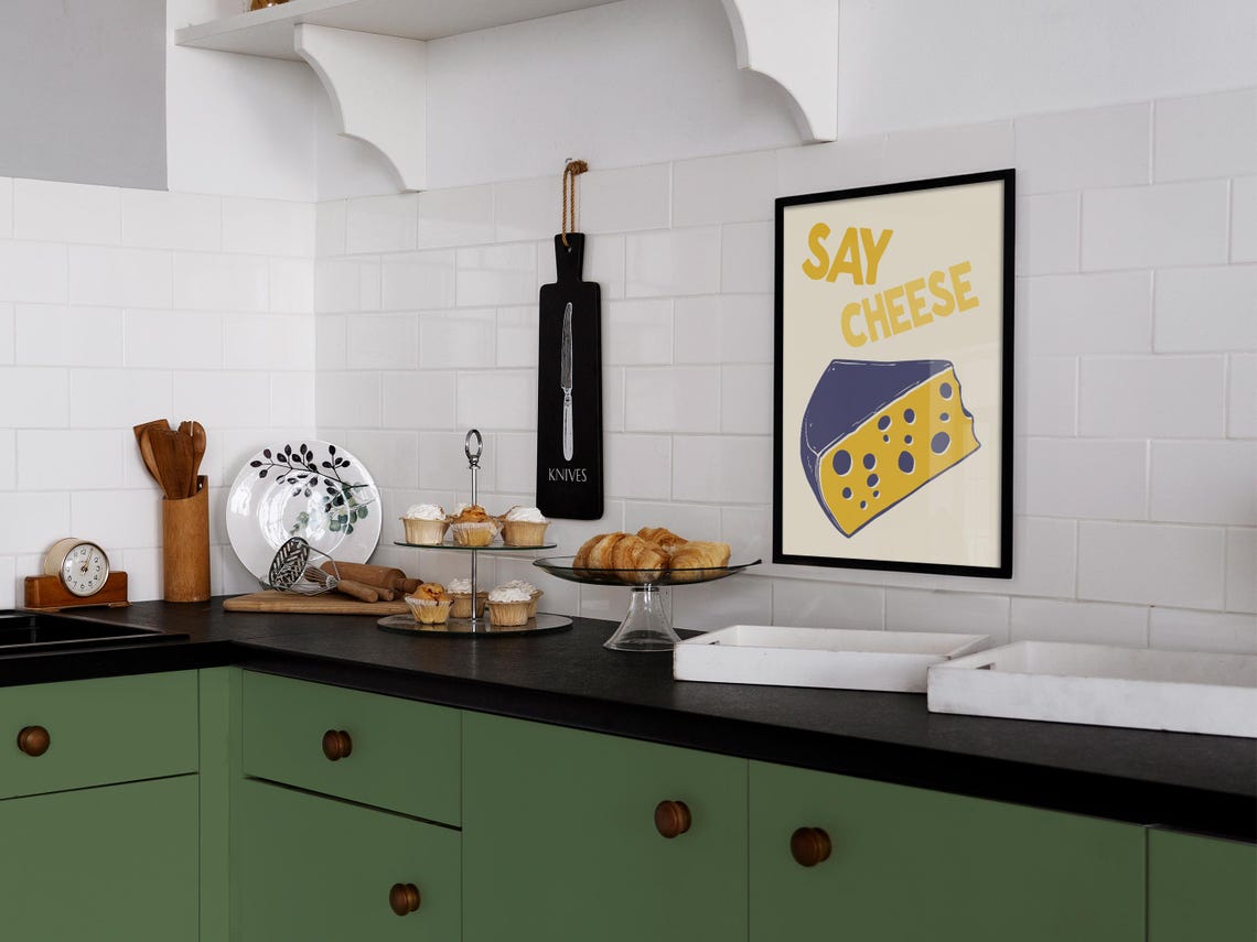 Say Cheese Bold Retro Kitchen Wall Decor Cheese Wedge Art Poster - Image 4