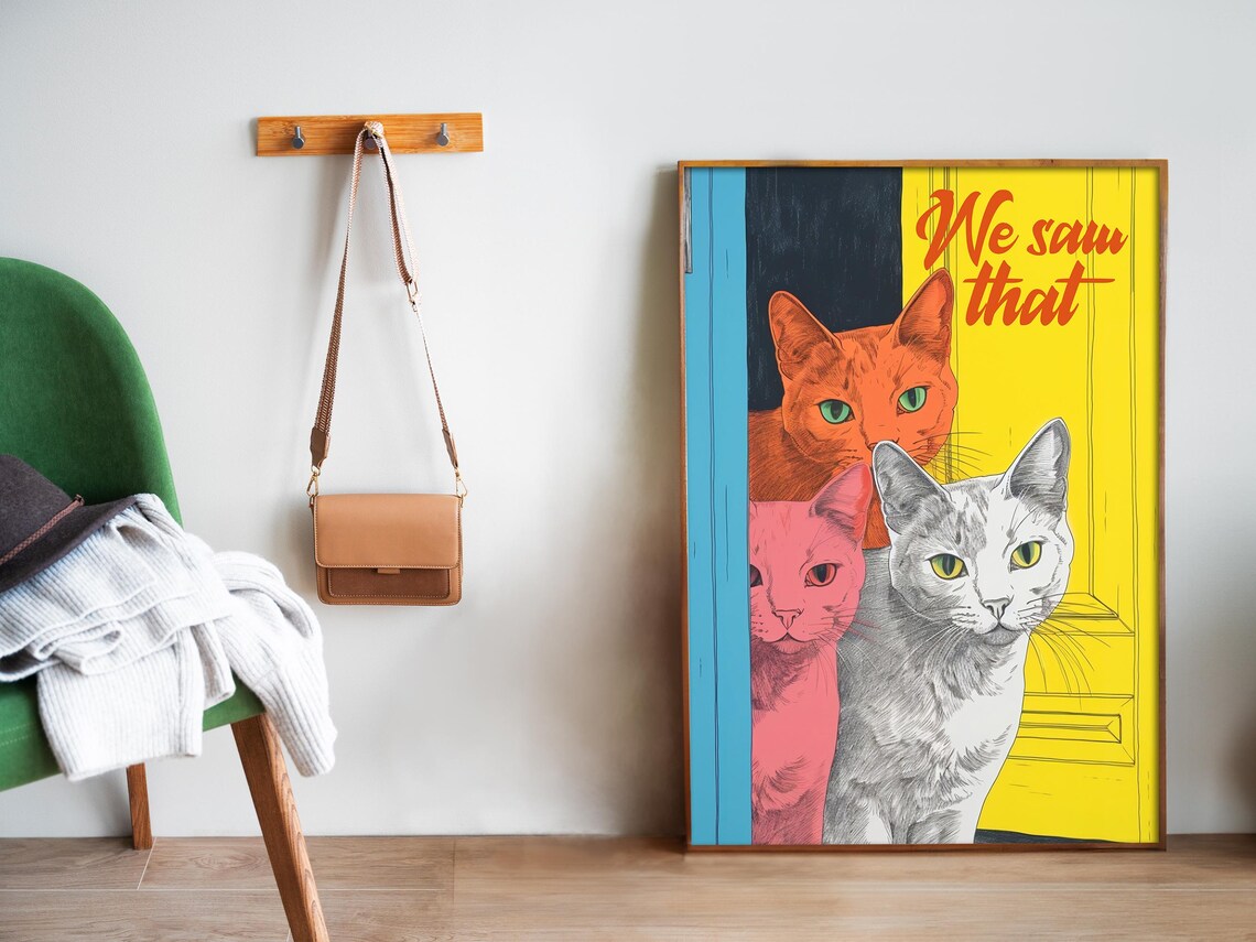 Funny Cat Bathroom Wall Art Poster Print - Image 5