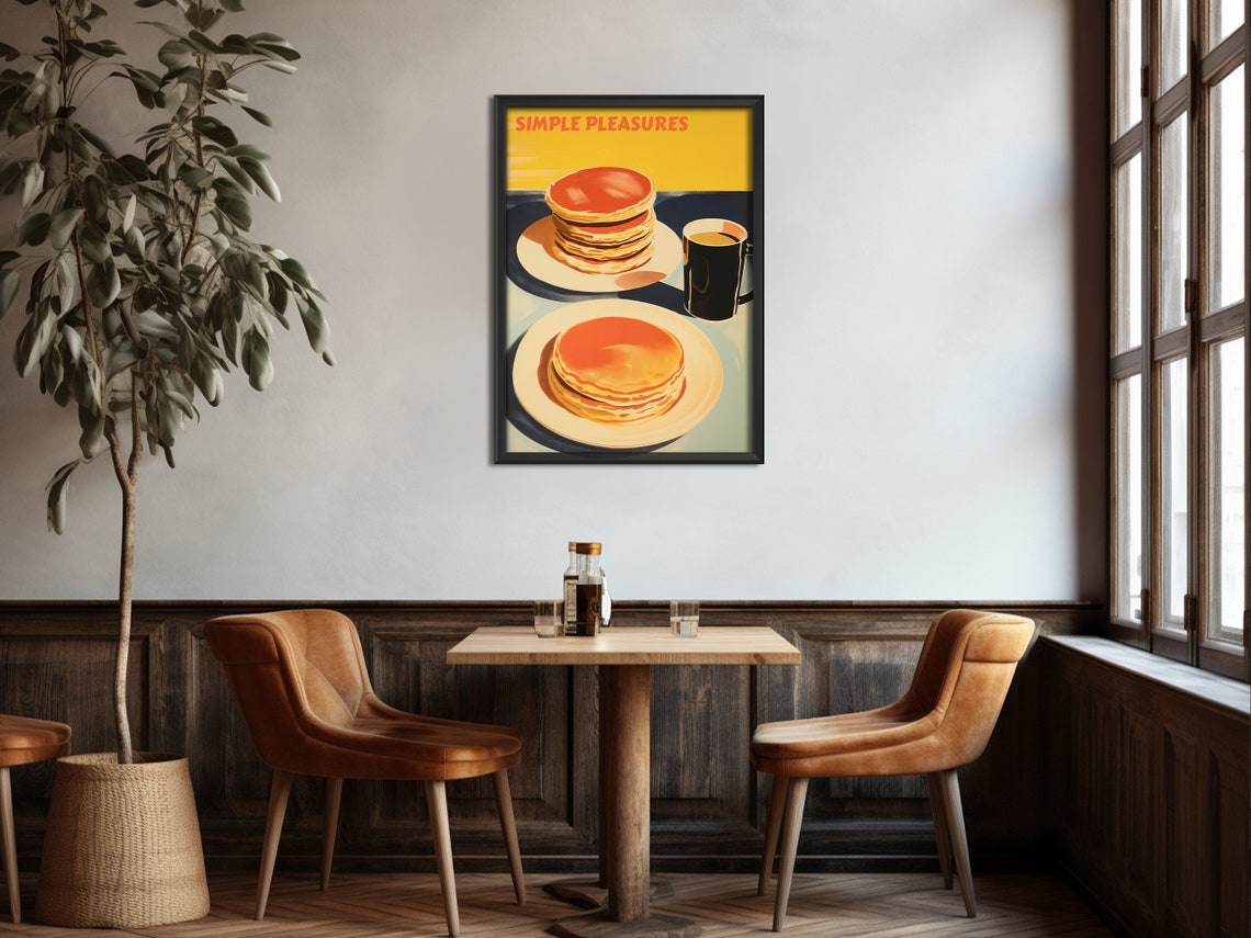 Simple Pleasures Stack Of Pancakes And Coffee Retro Diner Poster - Image 2