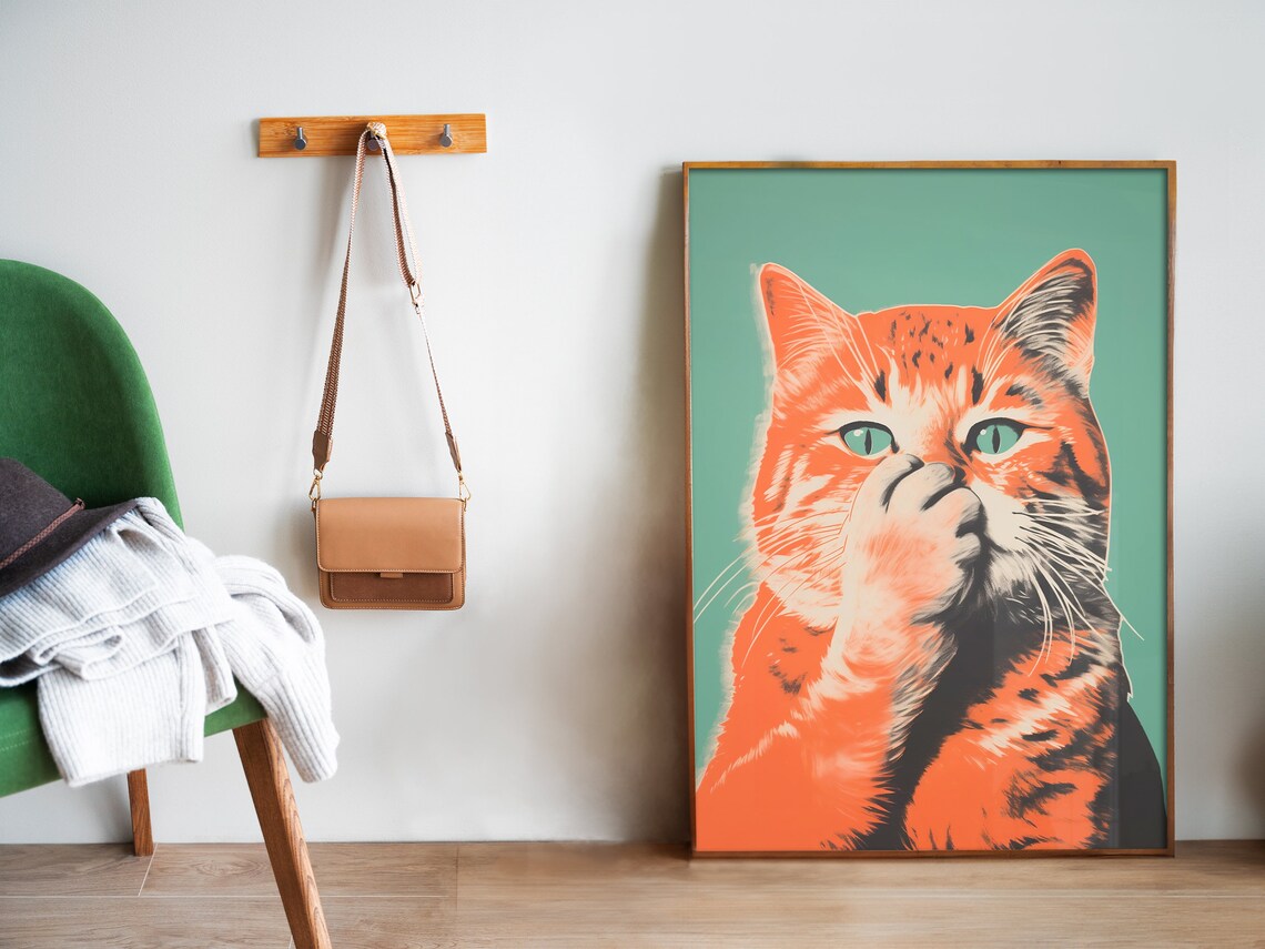 Funny Toilet Cat Bathroom Wall Art Print - Image 5