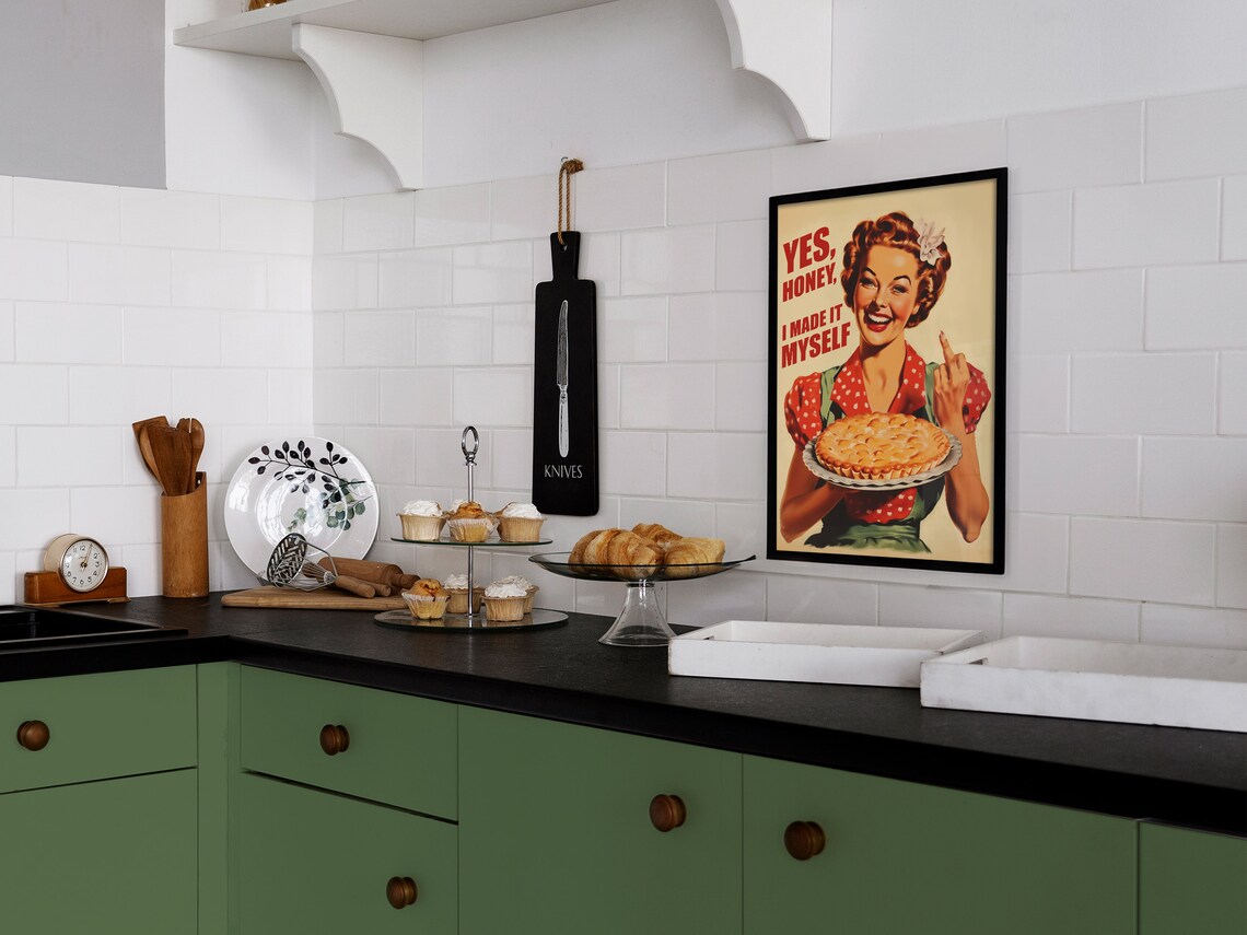 Retro Kitchen Housewife Art Print, 50s 60s Style - Image 3