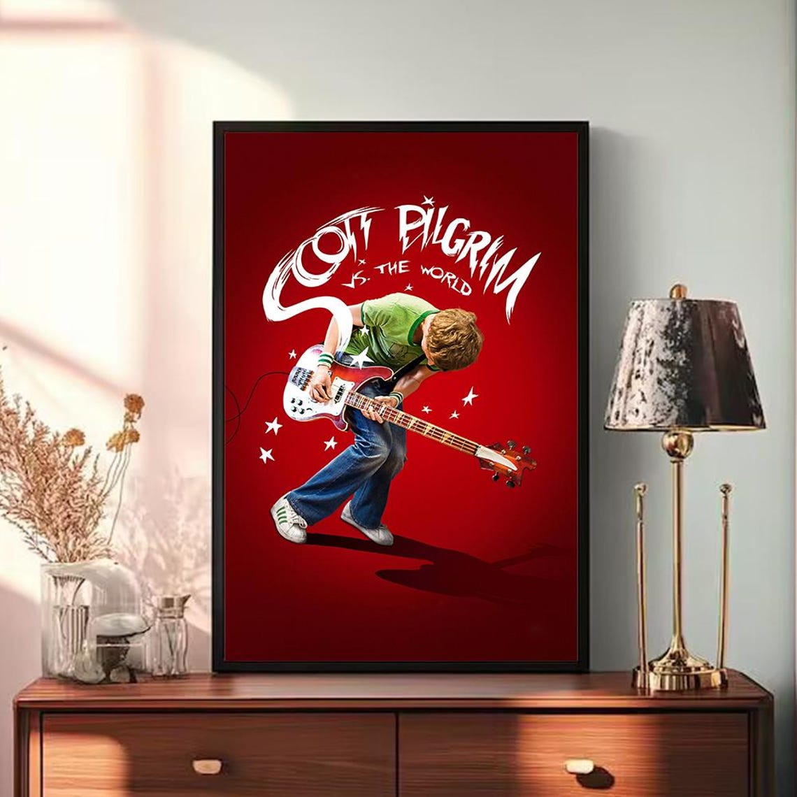 Scott Pilgrim Vs The World Bass Guitar Rock Red Movie Poster - Image 3