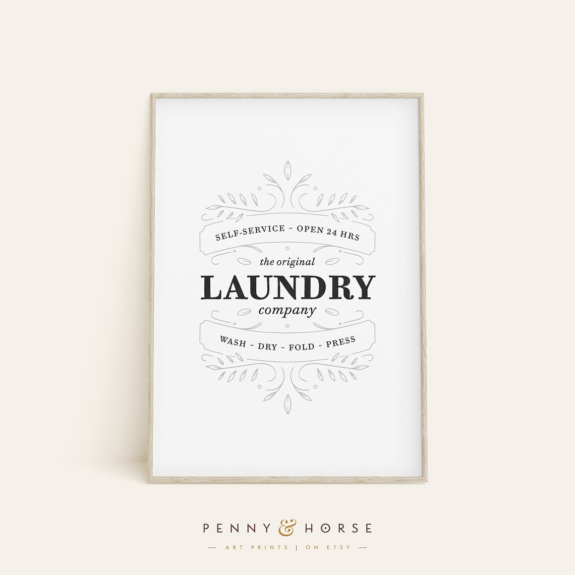 Vintage Laundry Typography Print, Laundry Sign