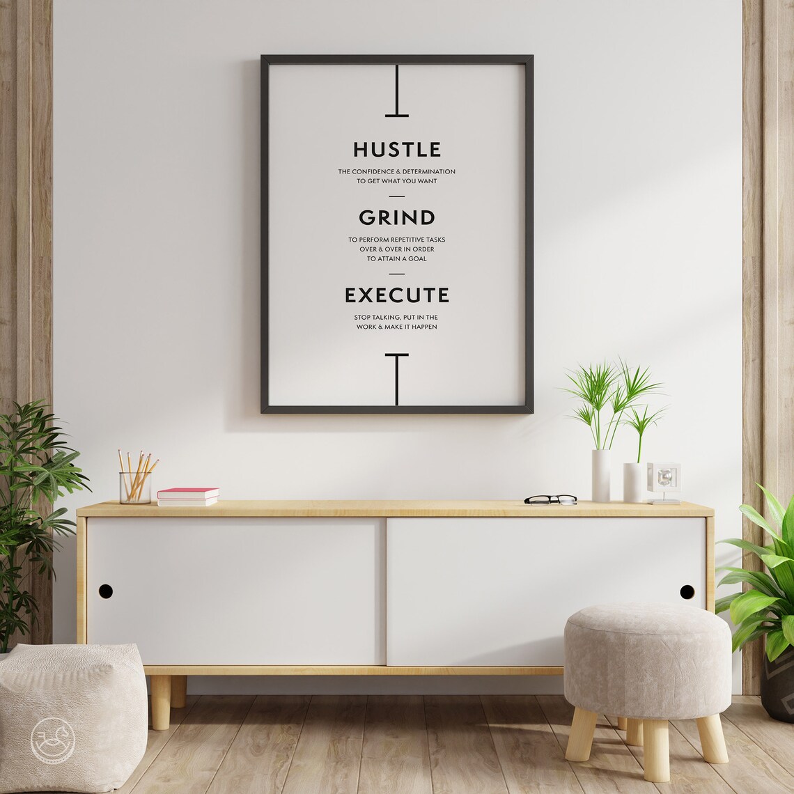 Hustle Grind Execute Inspirational Quote Art Print - Image 3
