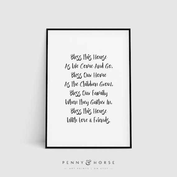 Bless This House Script Print, Modern Quote Art
