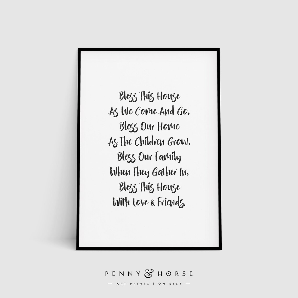 Bless This House Script Print, Modern Quote Art