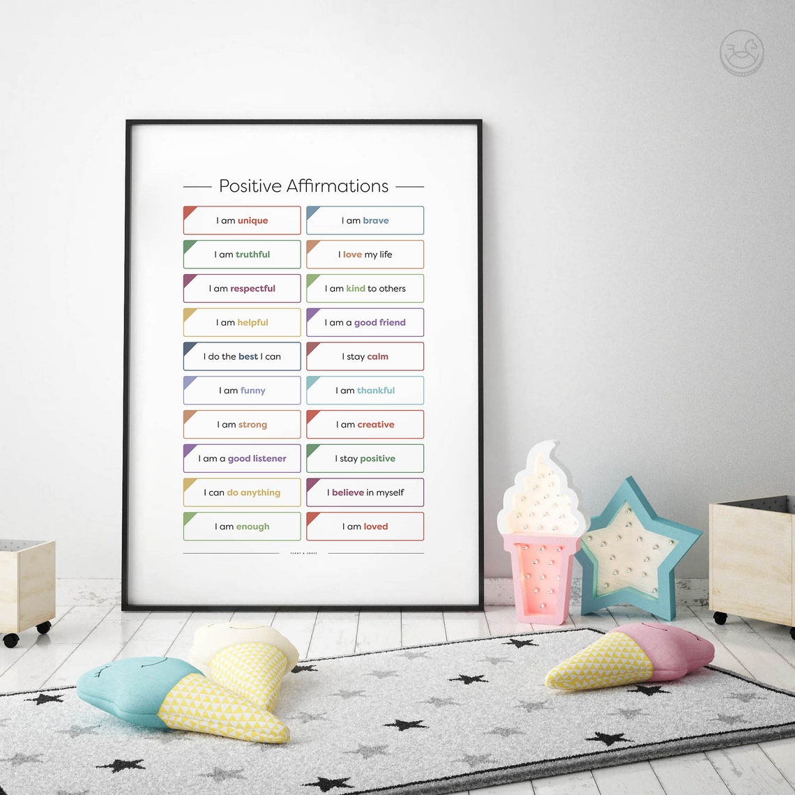 Positive Affirmations for Kids Colorful Encouraging Wall Art - Image 2