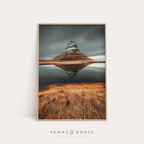 Snow Mountain Print Photography Modern Art Print Scandinavian Nordic Decor Large Poster Art Reflection Symmetry