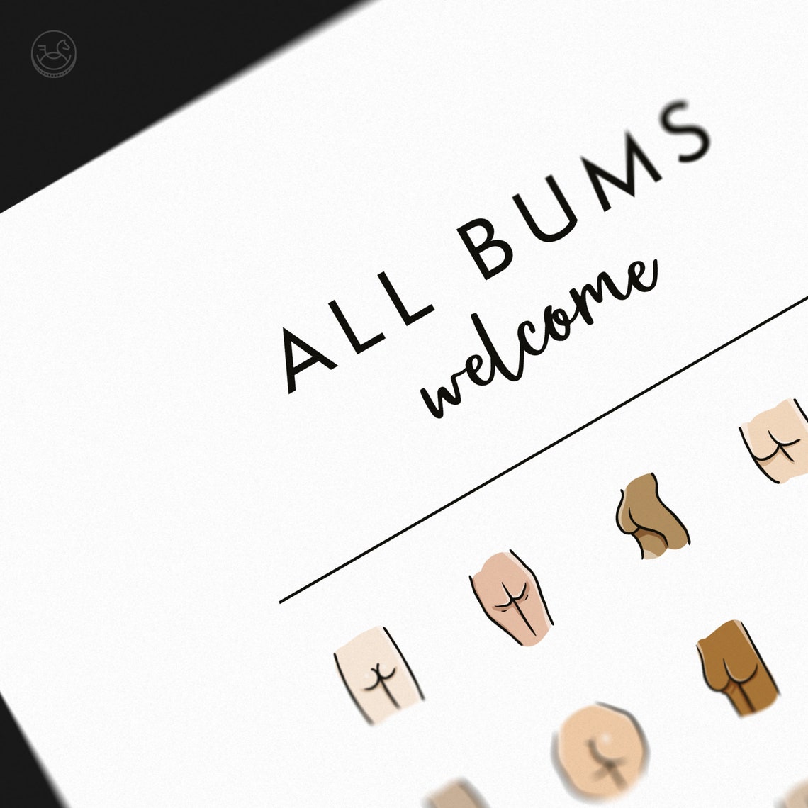 Diverse Butts Illustration Grid Minimalist Funny Bathroom Wall Art - Image 3