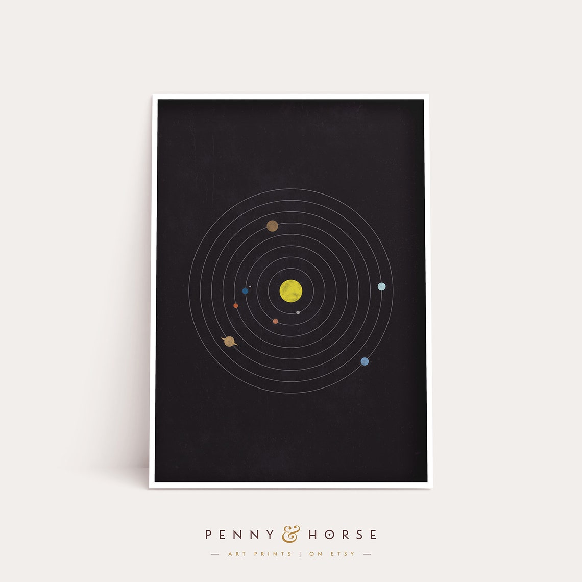 Black Minimalist Solar System Planet Orbits Vintage Graphic Poster - Image 4