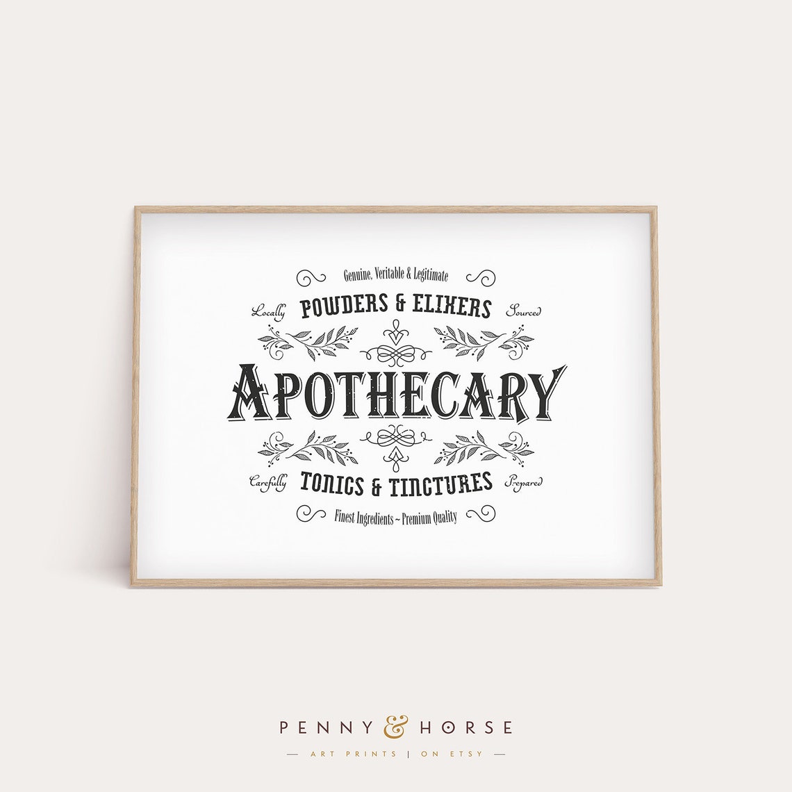 Vintage Apothecary Sign Typography Tonics Tinctures Rustic Wall Poster