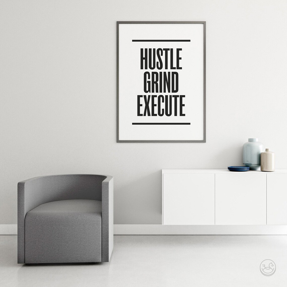 Hustle Grind Execute Inspirational Quote Poster - Image 3