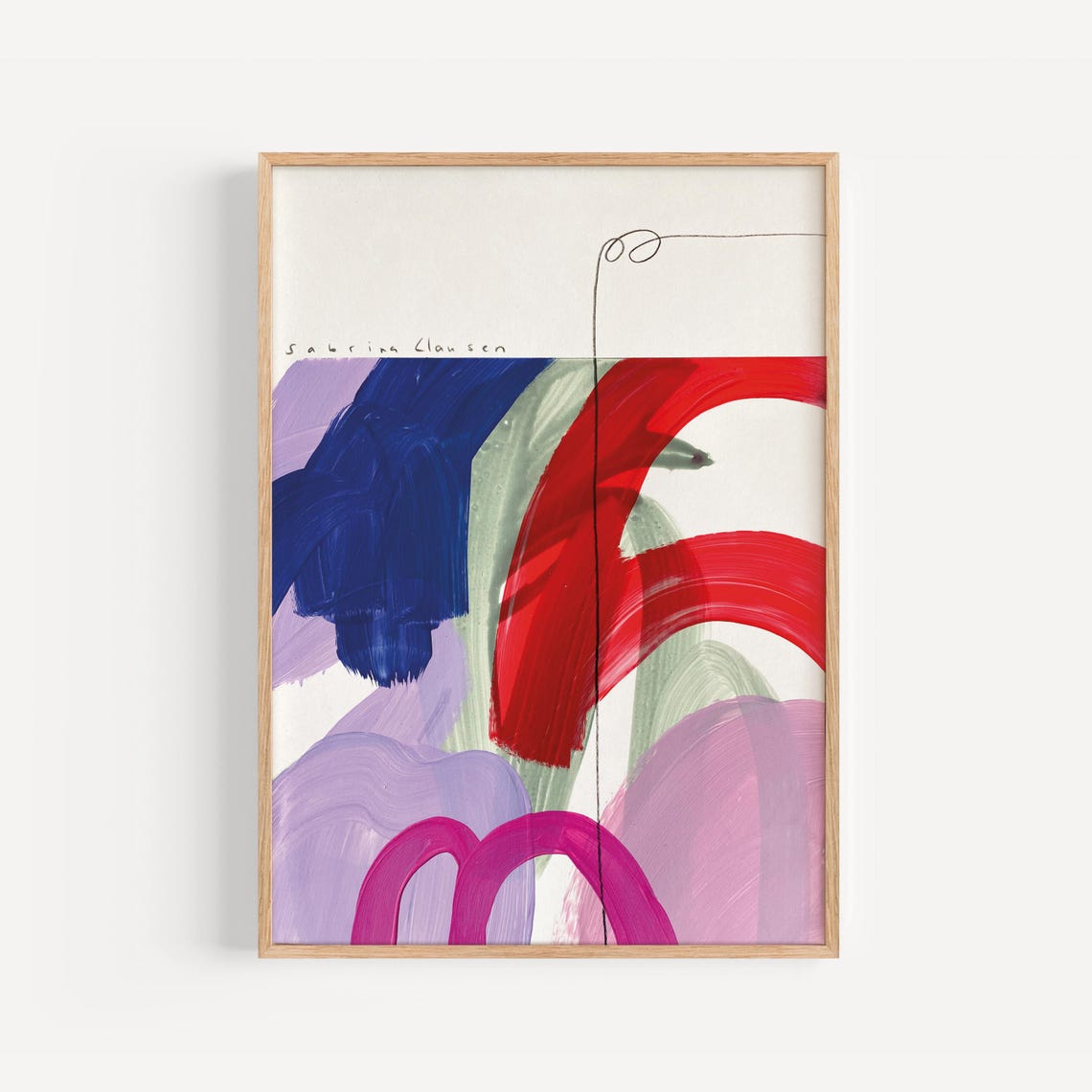 Sabrina Clausen Cobalt Blue Red Arched Abstract Brushstroke Wall Art