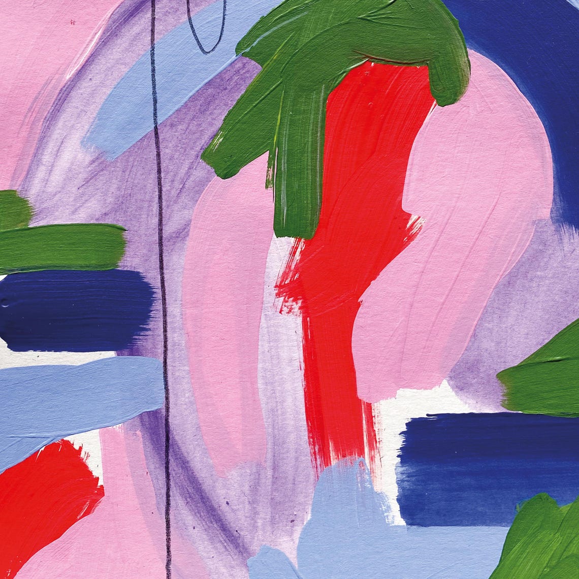Sabrina Clausen Pink Red Green Blue Abstract Brushstroke Wall Art - Image 2