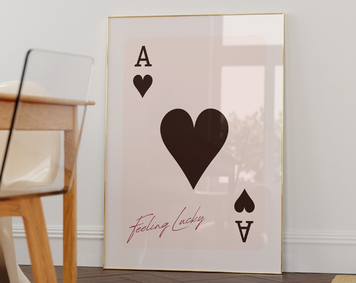 Ace Of Hearts Posterlucky Girl Syndrome Decortrendy Wall Artlucky Girl Quote Printretro Card Posterspreppy Lucky Girl Postersdorm Art