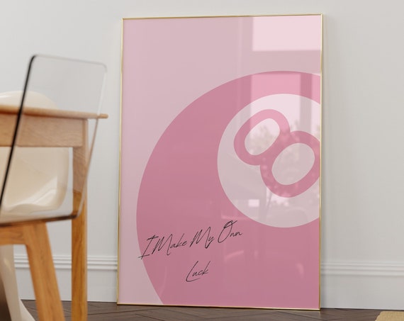 Retro 8 Ball Posterslucky Girl Syndrome Decortrendy Wall Artlucky Girl Quote Printretro Wall Printpreppy Lucky Girl Postersdorm Art