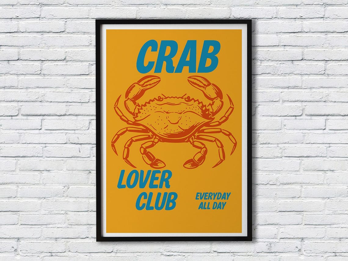 Crab Lover Club Everyday All Day Retro Seafood Animal Poster