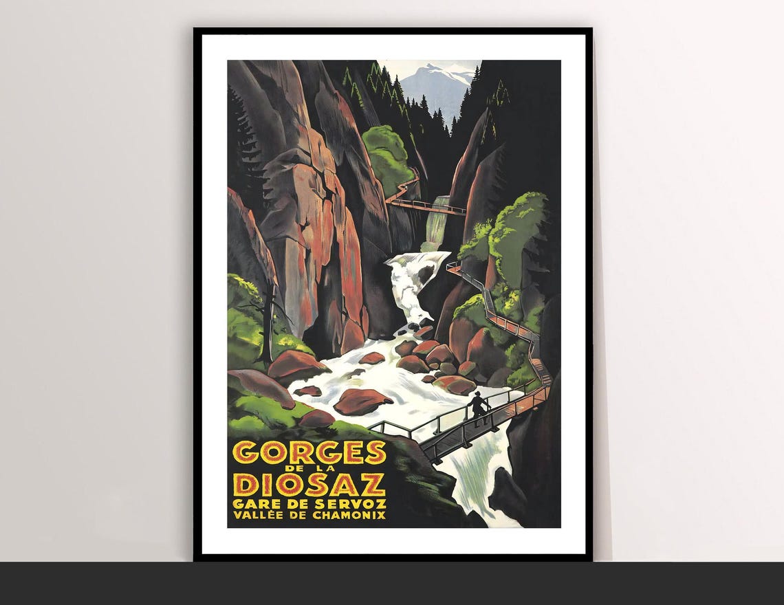Gorges De La Diosaz Chamonix Vintage French Alpine Travel Poster