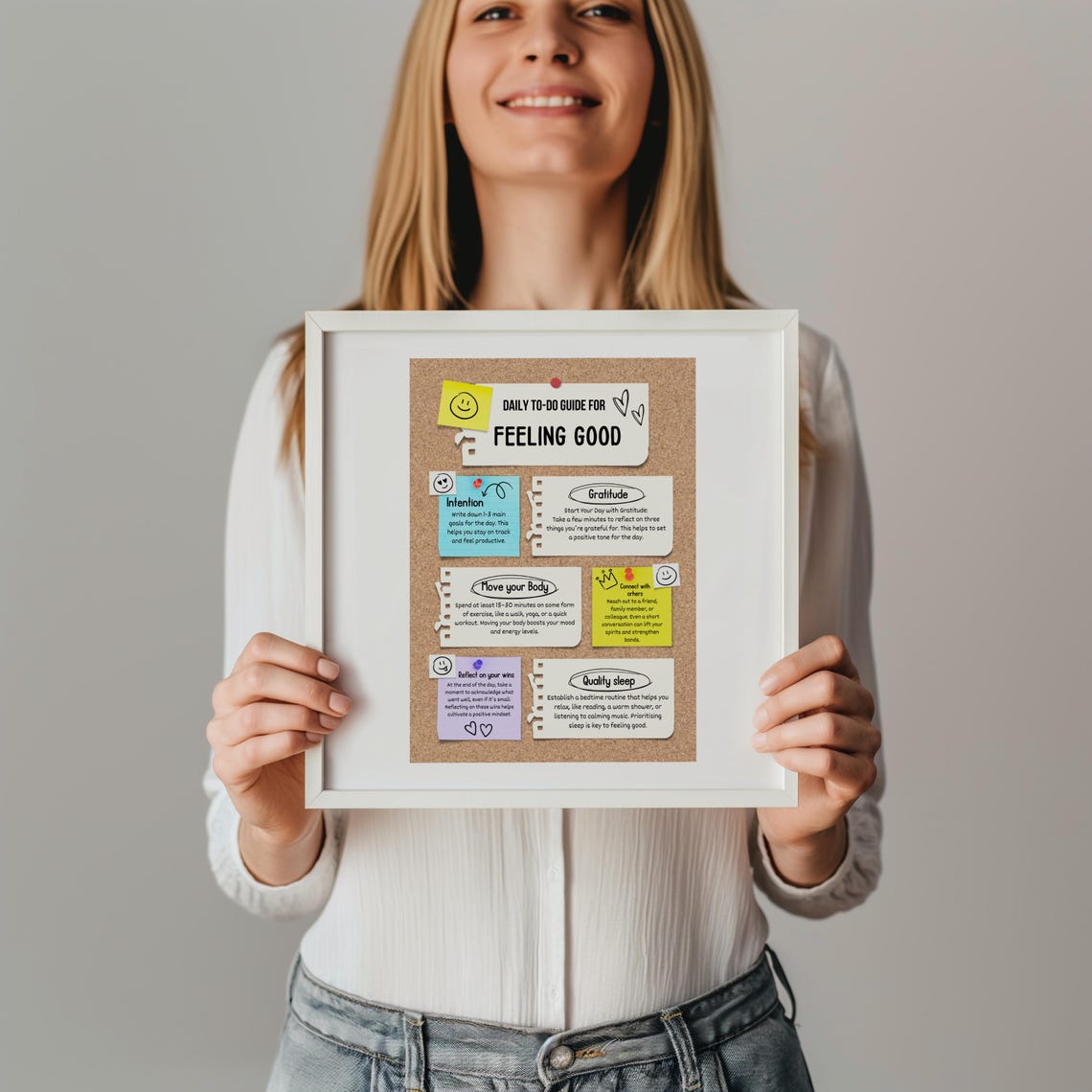 Daily To Do Guide For Feeling Good Sticky Notes Wellness Habit Poster - Image 2