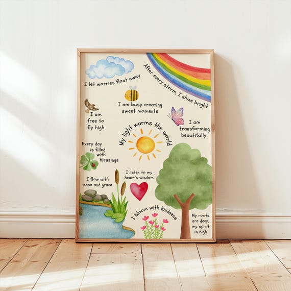 Kids Affirmation Poster, Montessori Learning Art Print