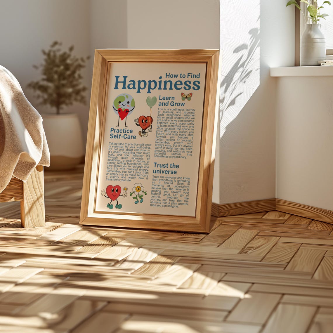 How To Find Happiness Practice Self Care Learn Grow Mindset Poster - Image 2