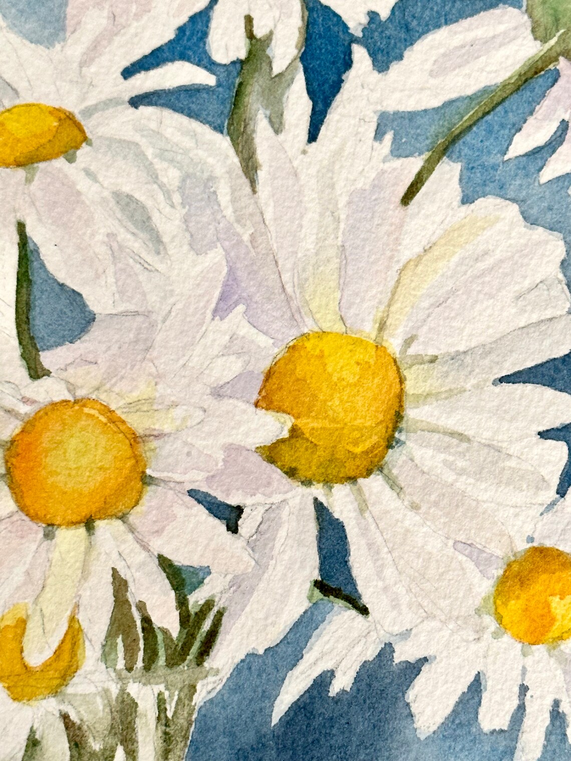 White Daisies in Glass Vase Watercolor Floral Still Life Poster - Image 2