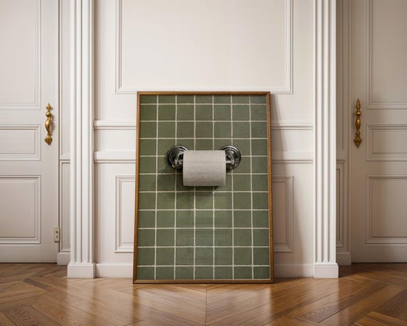 Funny Bathroom Art Print Retro Toilet Paper Poster Quirky Restroom Decor Green Vintage Bath Wall Above Humor