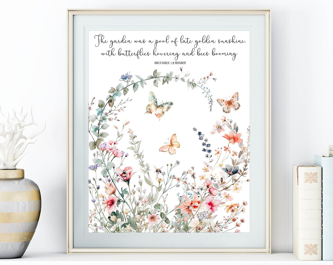 Anne of Avonlea Garden Quote Watercolor Wildflower Meadow Poster