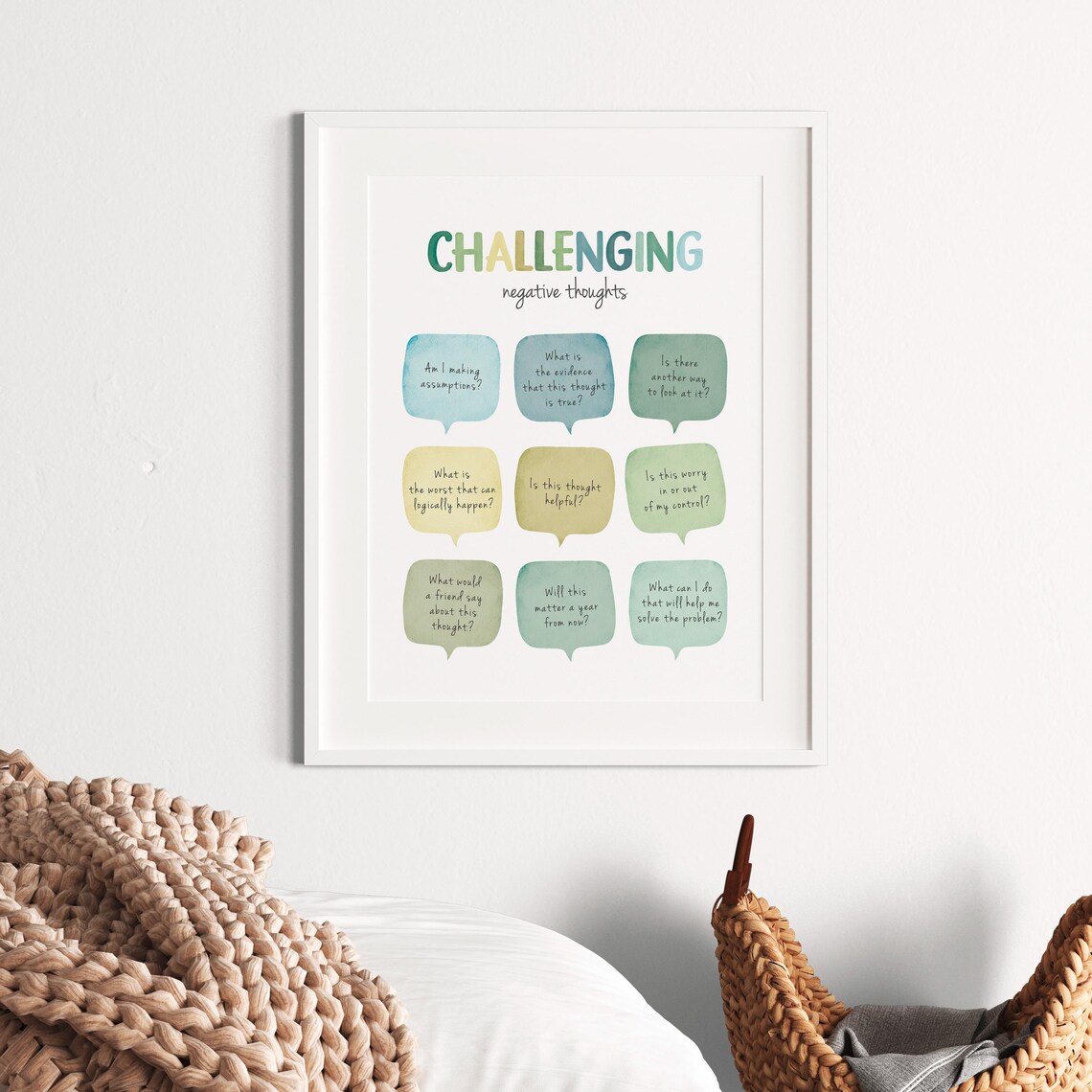 Challenging Negative Thoughts CBT Therapy Art Print - Image 3