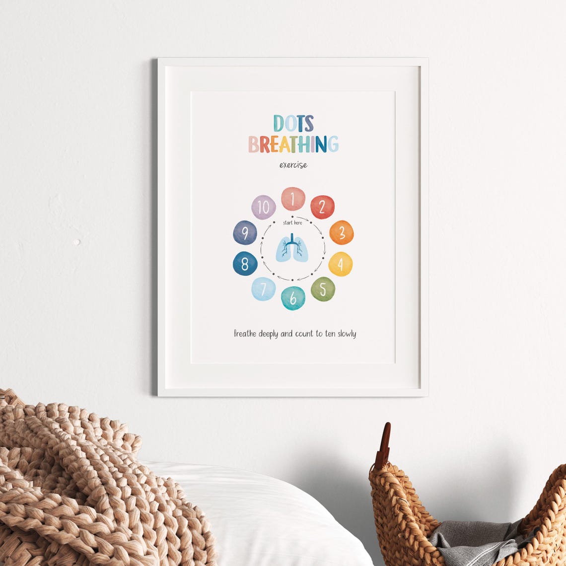 Dots Breathing Exercise Lungs Count To Ten Watercolor Calm Poster - Image 5