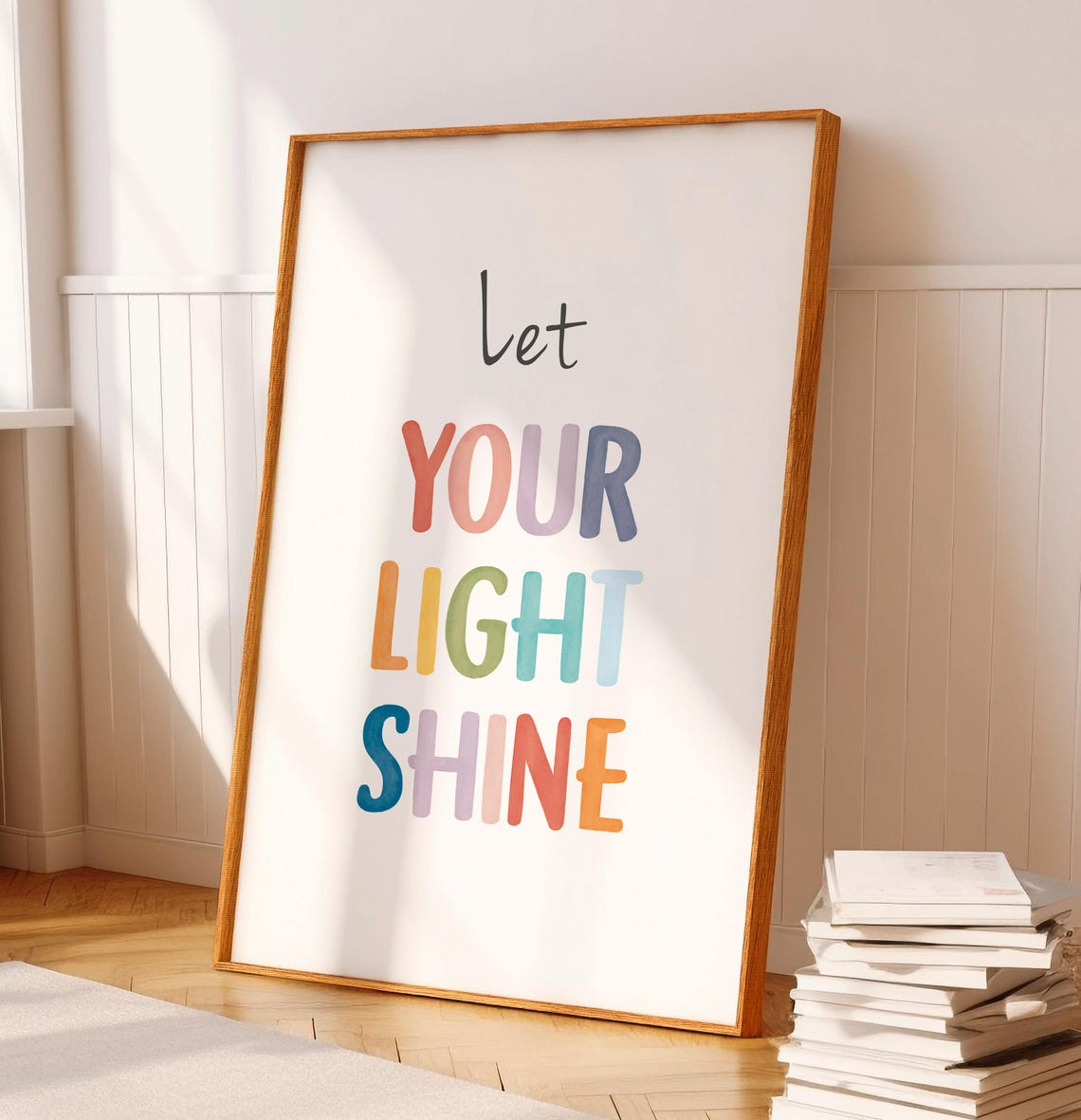 Let Your Light Shine Rainbow Watercolor Inspirational Quote Poster - Image 7