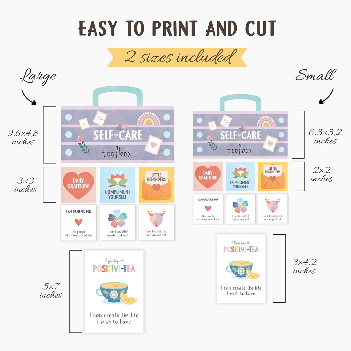 Self Care Flashcards Bundle, Confidence Affirmations Art Print - Image 6