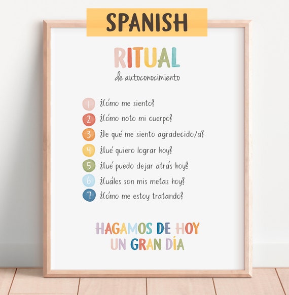 Spanish Daily Check In Poster, Mental Health Office Decor