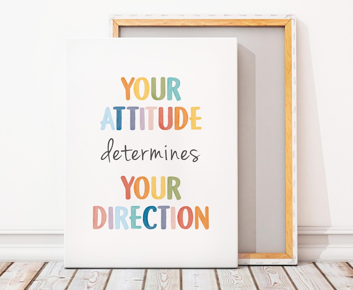 Your Attitude Determines Your Direction Rainbow Watercolor Poster - Image 4