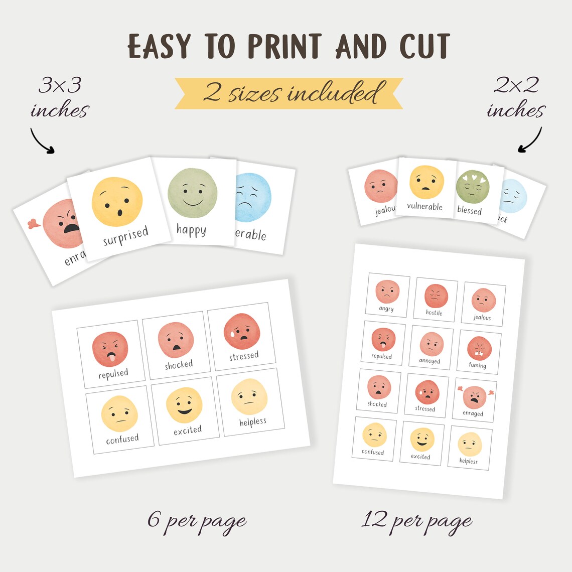 36 Feelings Flash Cards Zones Of Regulation Emotion Words Poster - Image 5