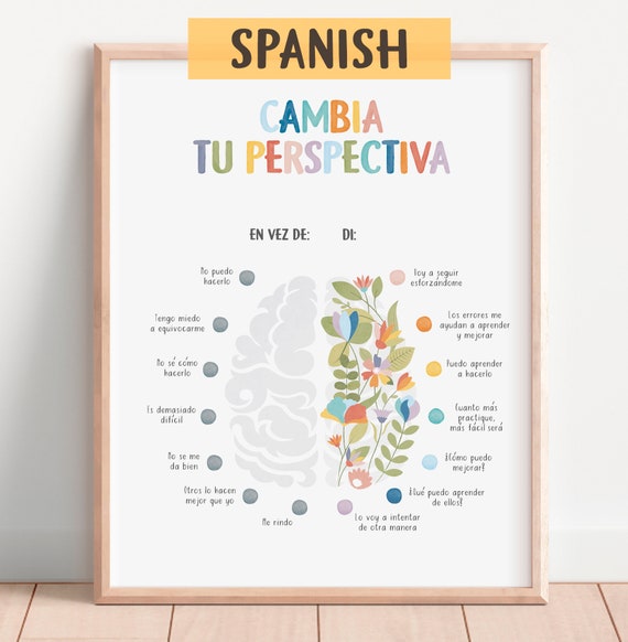 Spanish Growth Mindset Poster, Therapy Office Decor