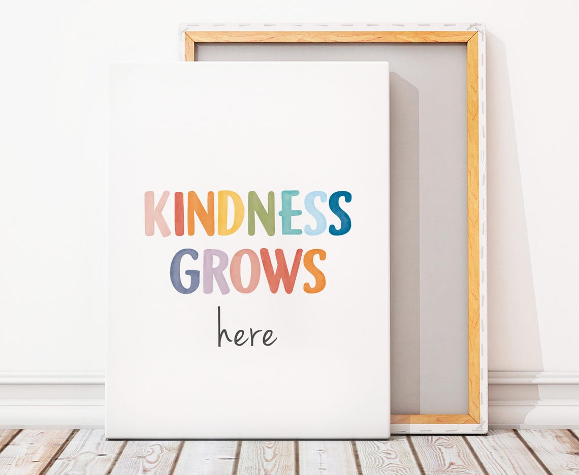 Kindness Grows Here Rainbow Watercolor Classroom Quote Wall Poster - Image 5