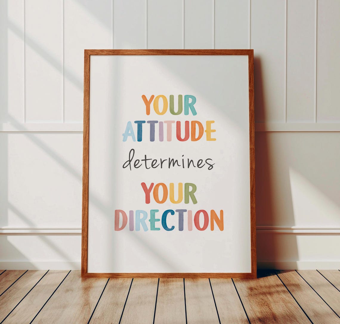 Your Attitude Determines Your Direction Rainbow Watercolor Poster - Image 5